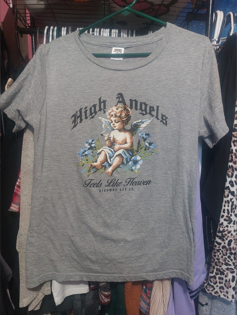 Crooks And Castle High Angels Gray Graphic Tee 20"ptp